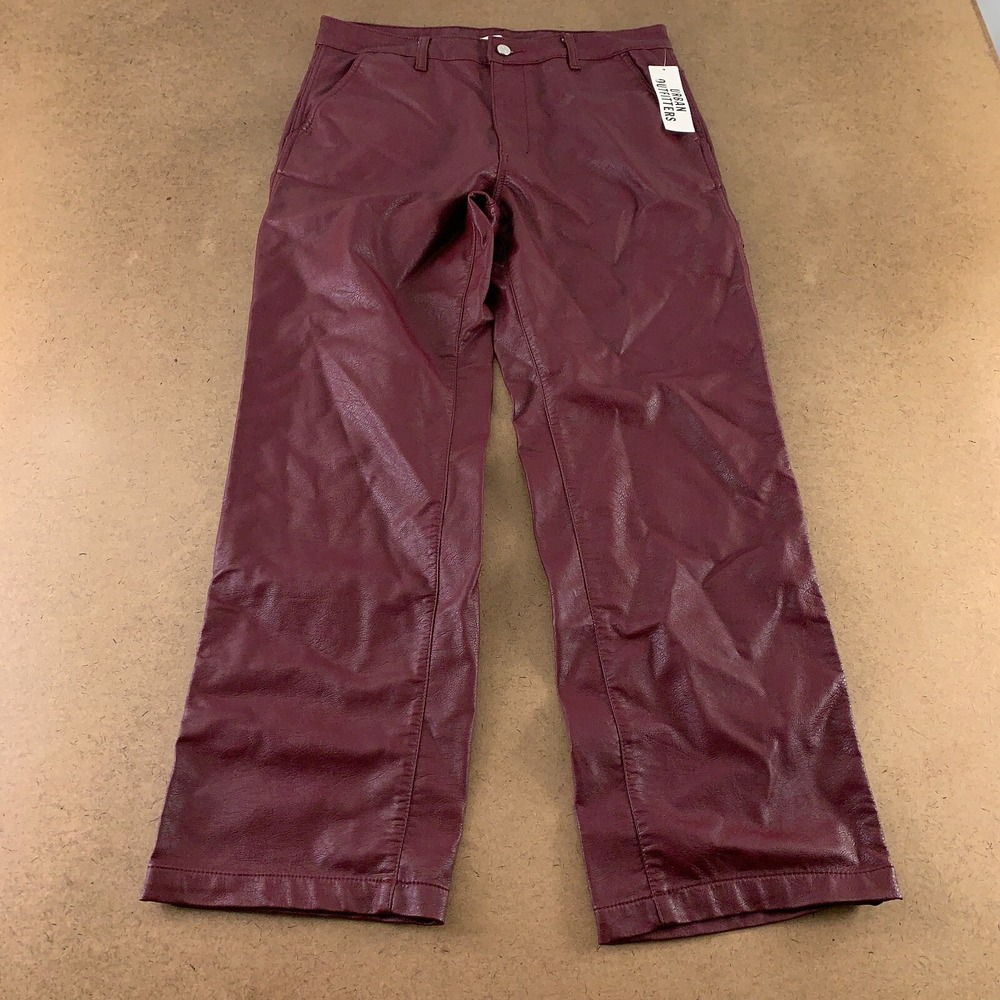BDG Women's Size 29 Wine Faux Leather High Rise Straight Leg Carpenter Pants NWT
